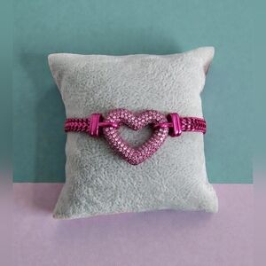 Bar by Alexa Rae Pink Pavé Heart Bracelet | Liquid Metallic Barbie Pink